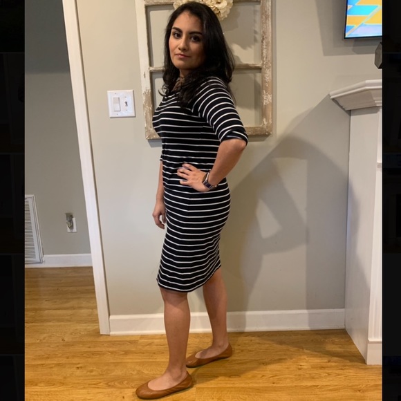 French Connection Black & White Striped Dress 8 - Picture 1 of 8